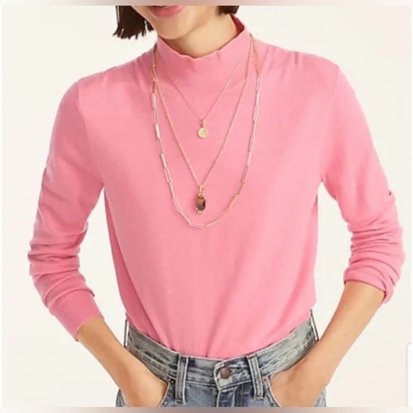 J.Crew Mockneck Silk-Blend Sweater with Ribbed Trim - Bright Alpine - Picture 11 of 11